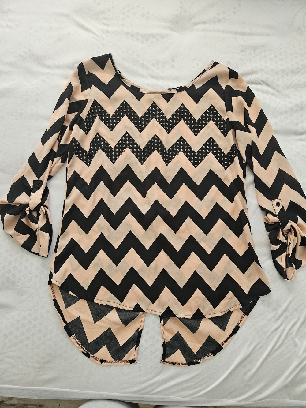 Charlotte Russe Black and Blush Chevron Tunic Top